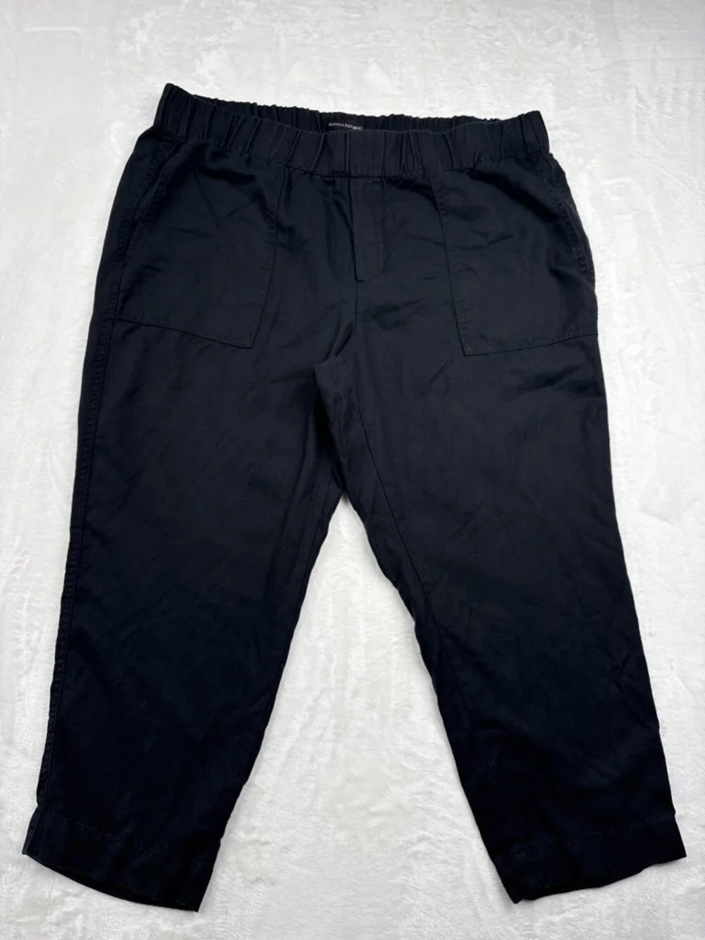 Banana Republic Black Relaxed Fit Linen Blend Drawstring Pants XL